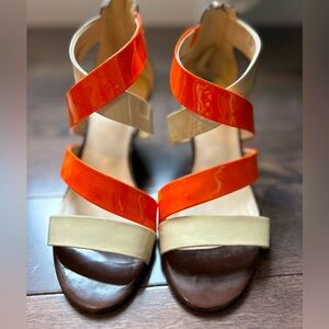 🌸Nine West 2.5 inch heel wedge strappy sandals back zipper summer sandals women